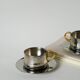 Duo of double-walled stainless steel espresso cups Made in Italy, Design 1970