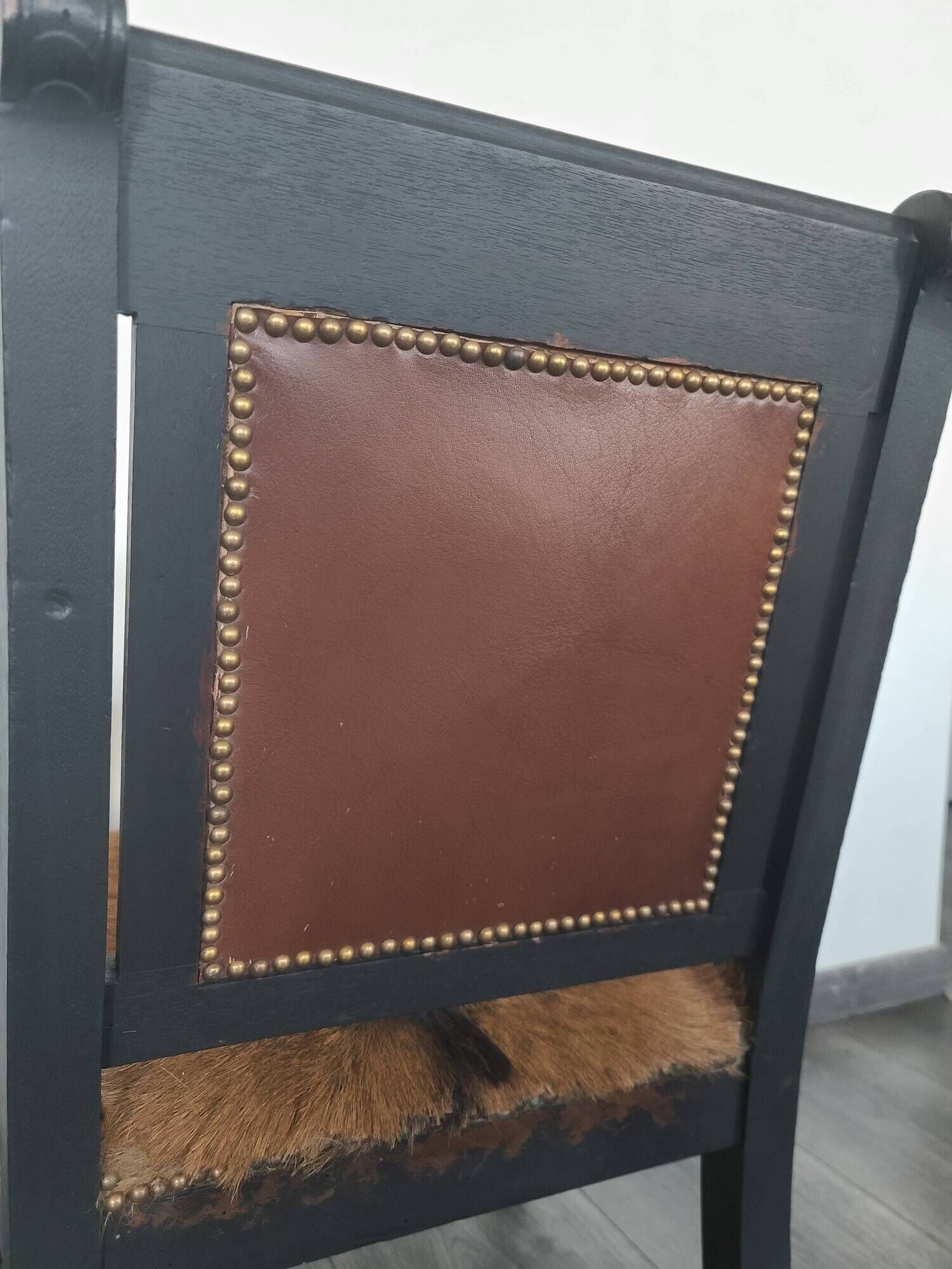 Louis XVI style Jacob armchair in genuine goatskin