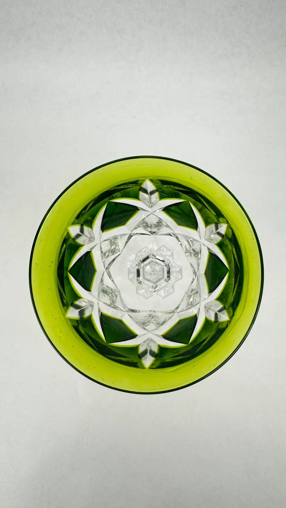 Val Saint Lambert, 6 coloured crystal Roemer glasses, 19 cm