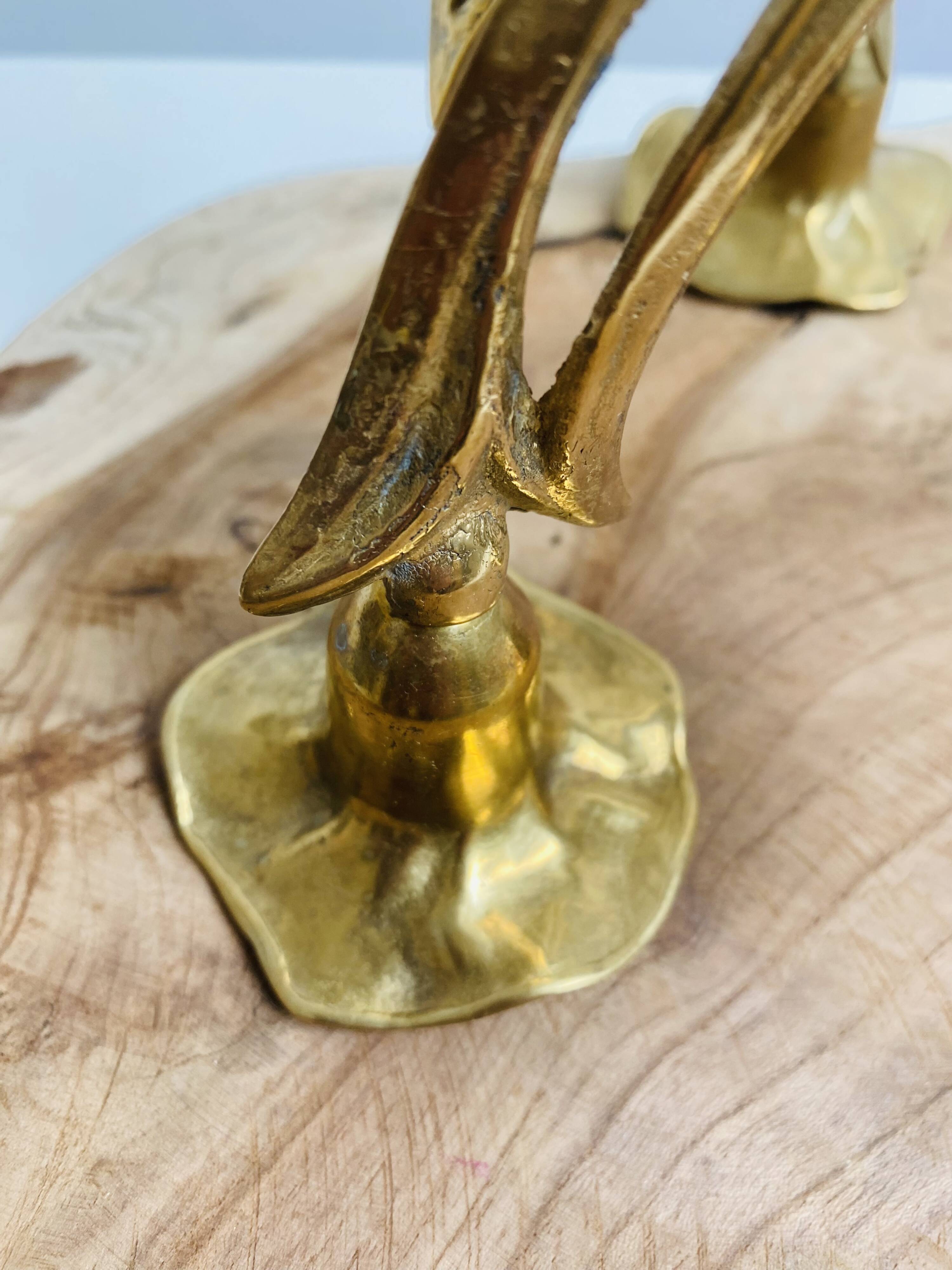 3-armed candlestick, brass flower bouquet