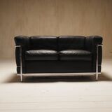 Cassina LC2 vintage two-seater sofa by Charlotte Perriand and Le Corbusier