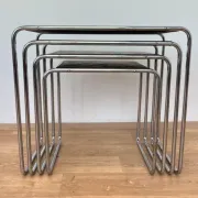 Rare Bauhaus chrome Nesting Tables B9, Marcel Breuer-1940s