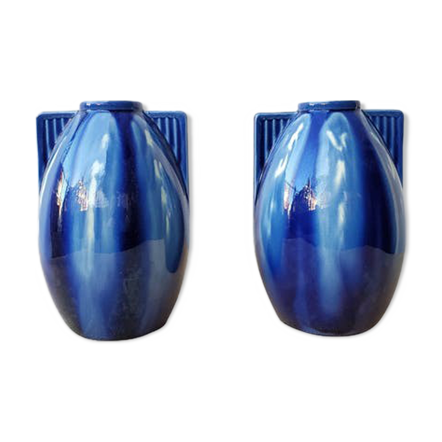 Art deco blue ceramic vases