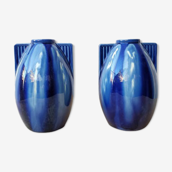 Vases céramique bleu art déco