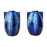 Art deco blue ceramic vases