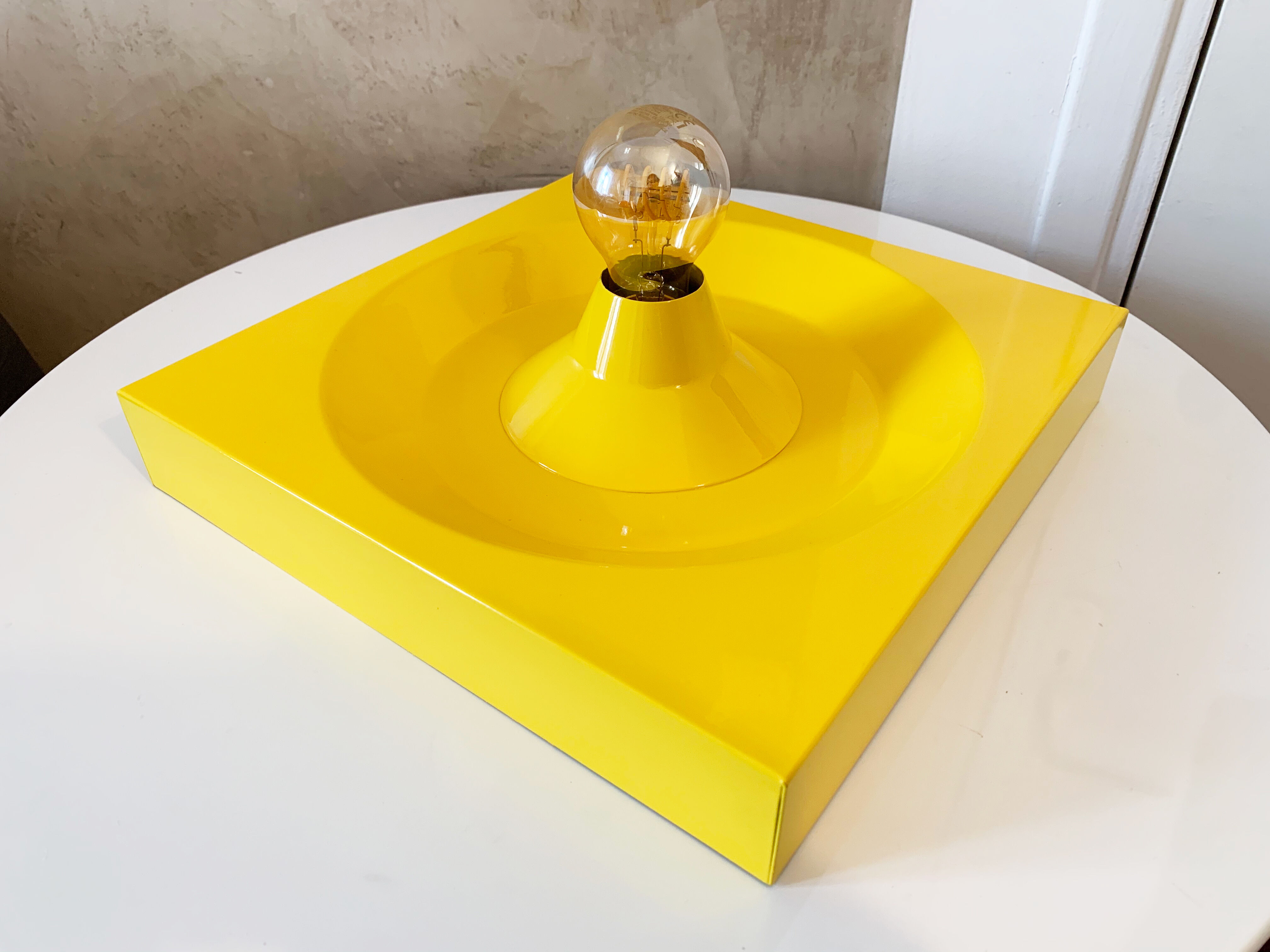 Yellow Metal Wall Light by Klaus Hempel for Kaiser Leuchten, 1970s