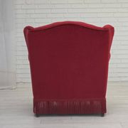 1960s, Danish armchair, red furniture velour, beech wood legs.