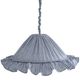 Suspension Emilia, pleated lampshade with frills, blue stripes.