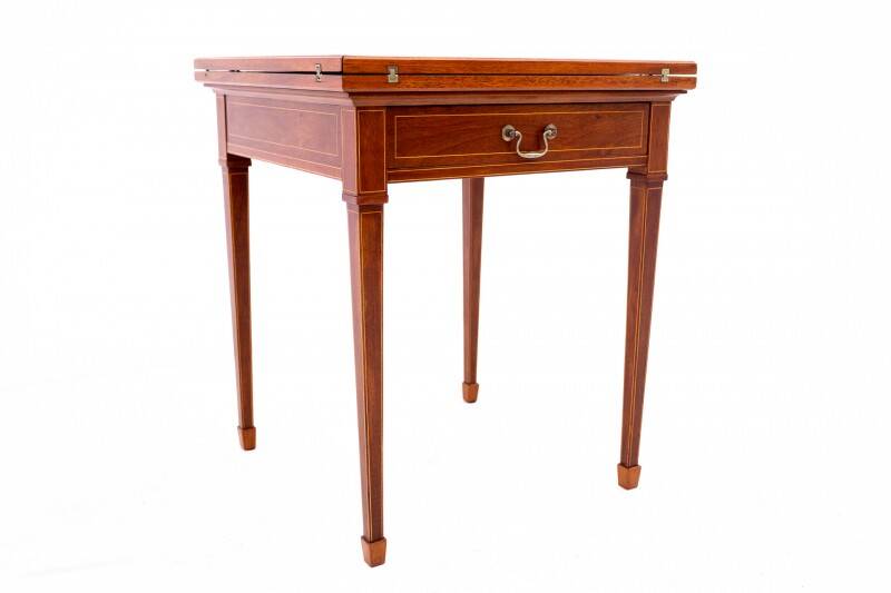 Folding game table, Western Europe, around 1890. Antique. After renovation.