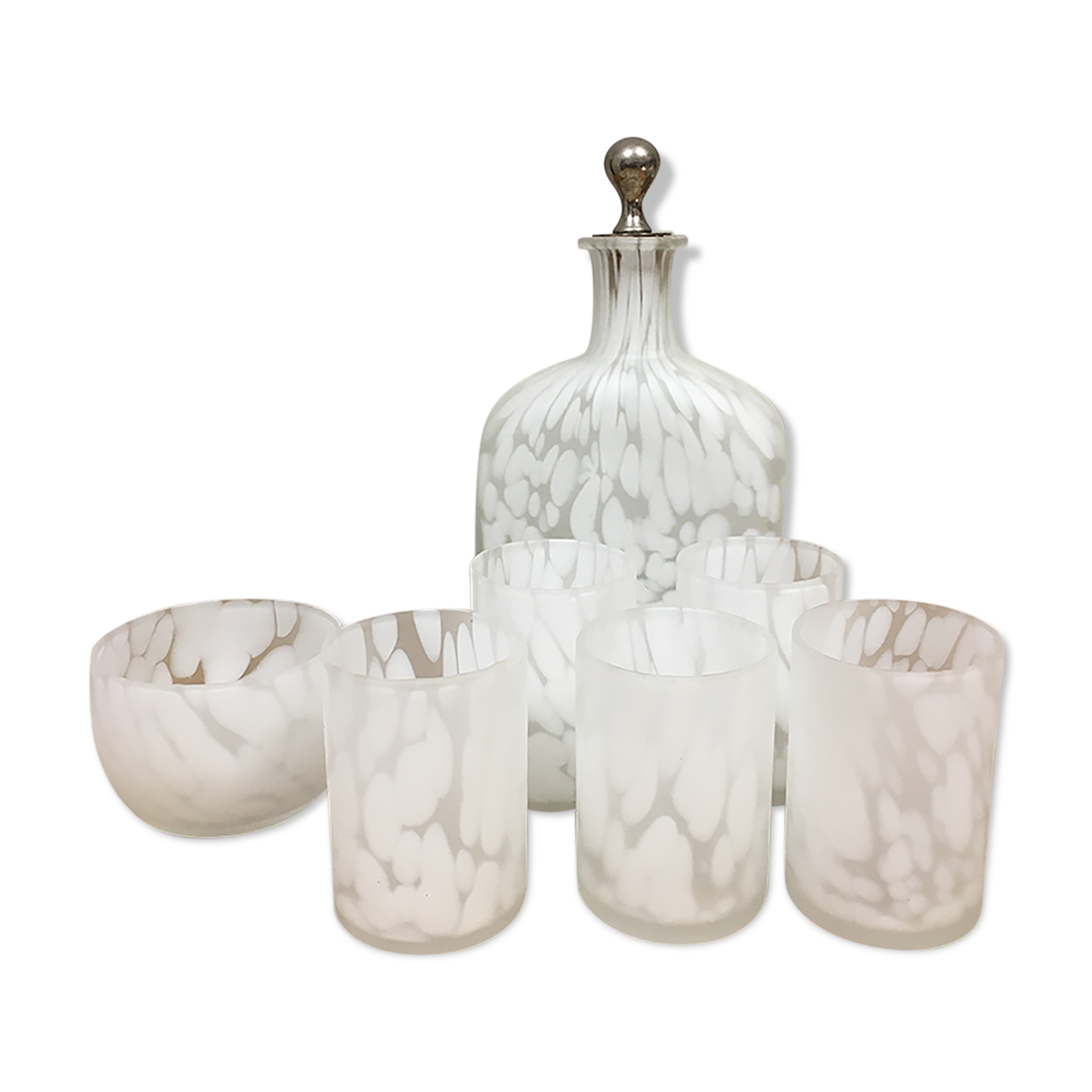 White speckled translucent glass whisky service