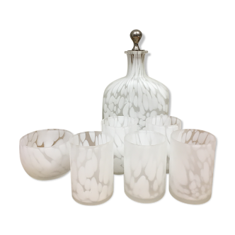 White speckled translucent glass whisky service