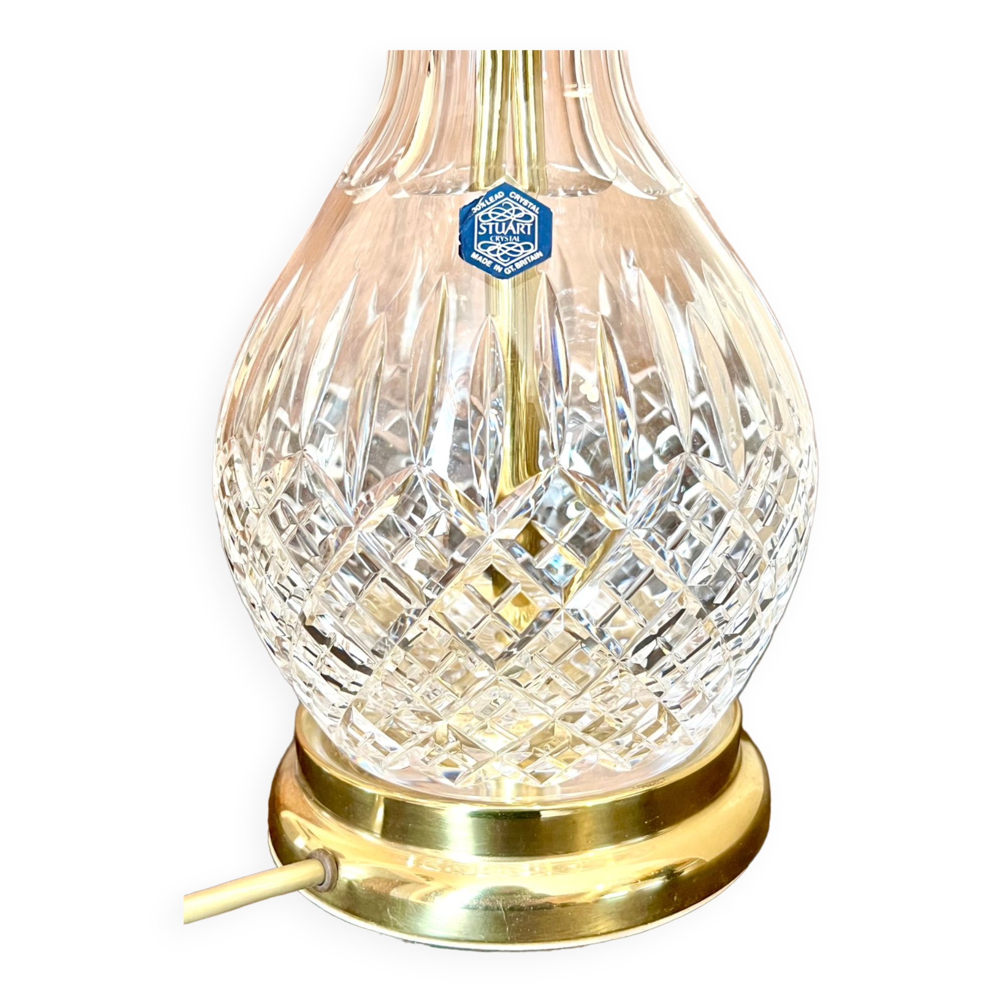 Crystal lamp stand | round diamond cut crystal lamp | stuart crystal lamp