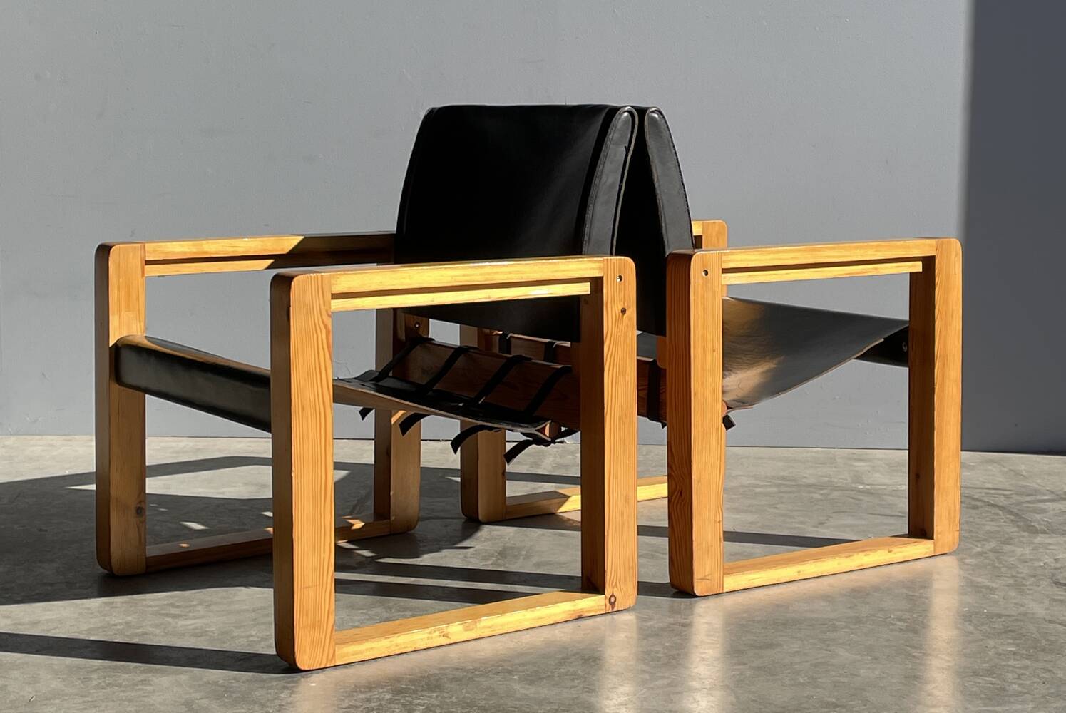 Pair of Scandinavian safari armchairs, 1970s