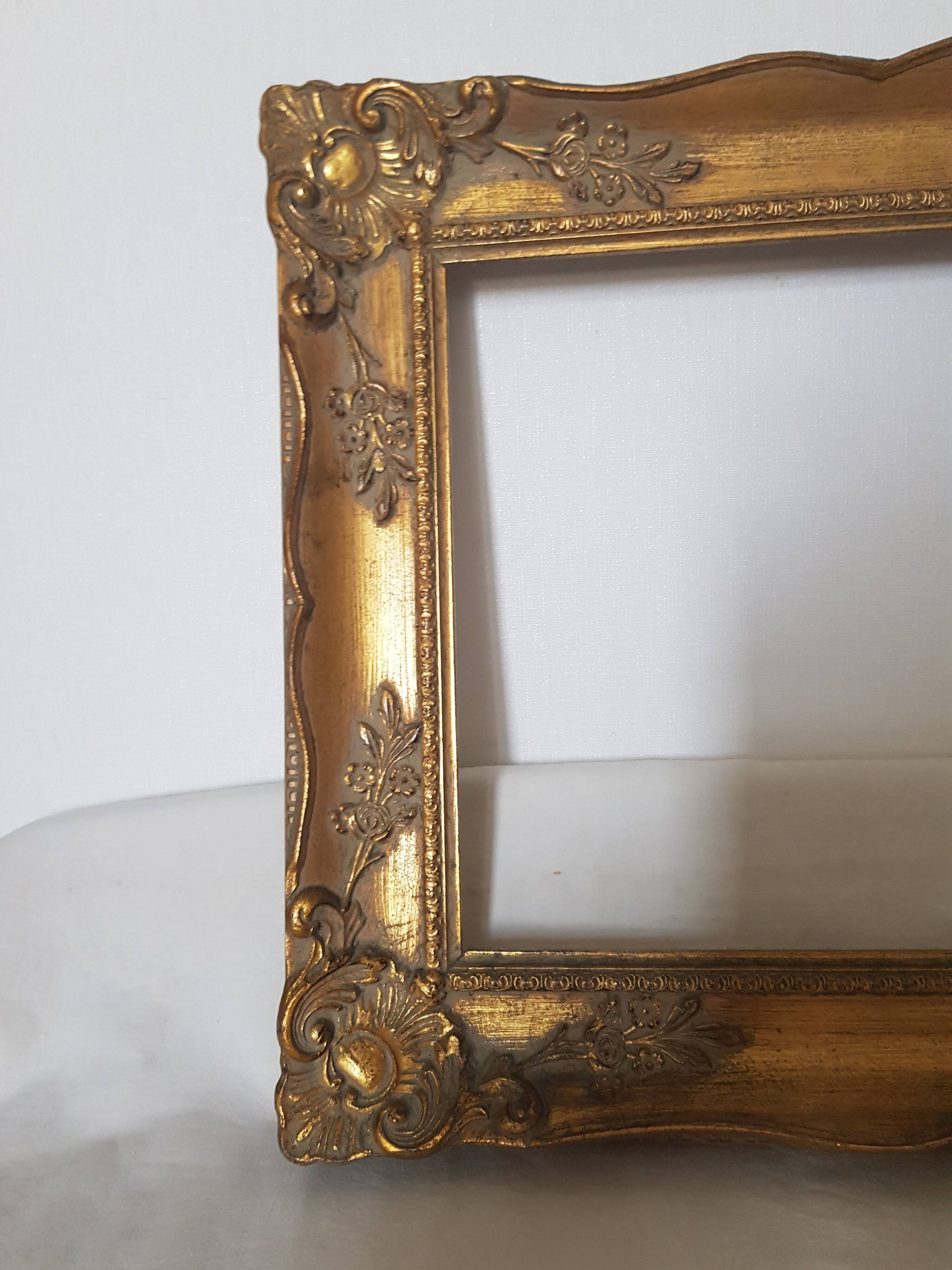 Cadre doré bois résine feuillure : 24.5 cm x 30.5 cm