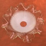 1930s Clear and Milk White Glass Ruffled Lampshade