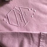 Old linen and cyclamen cotton sheet