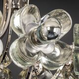 Large chrome glass and crystal pendant by Sische, Germany, 1970s.