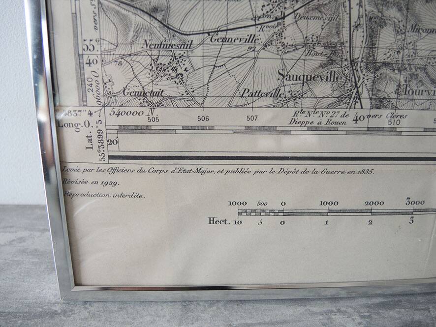 Old Framed General Staff Map: Dieppe