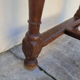 Antique 1900s Solid Oak Rustic Farmhouse Console Side Table
