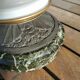 Art deco green marble table lamp, flower patterns