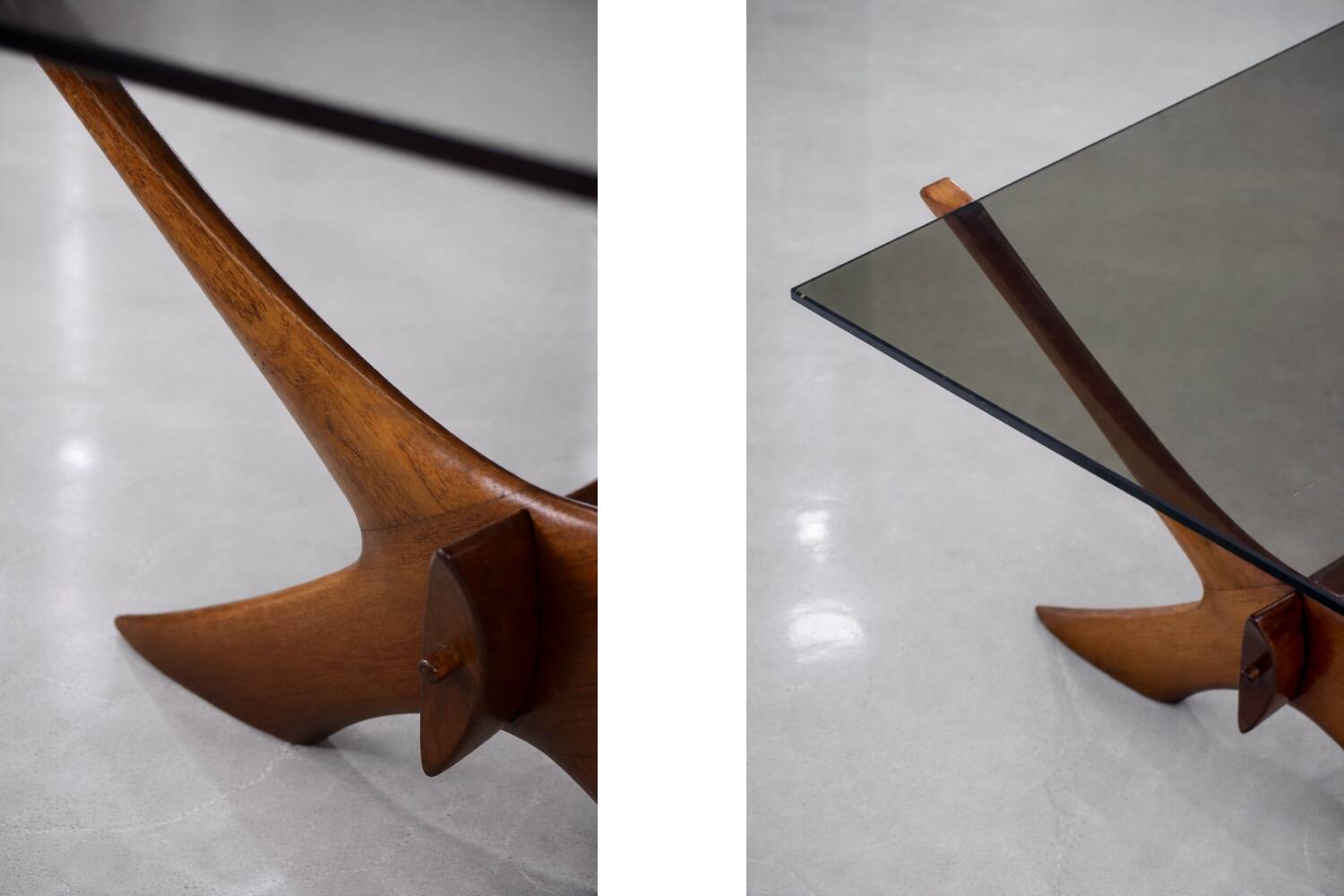 Vintage Mid-Century Scandinavian Modern Glass & Walnut Condor Coffee Table