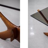 Vintage Mid-Century Scandinavian Modern Glass & Walnut Condor Coffee Table