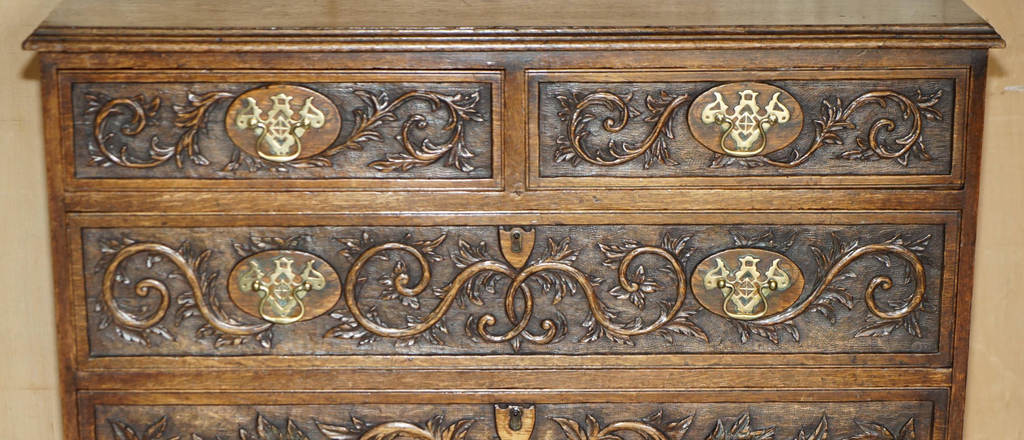 Victorian oak commode finely carved.