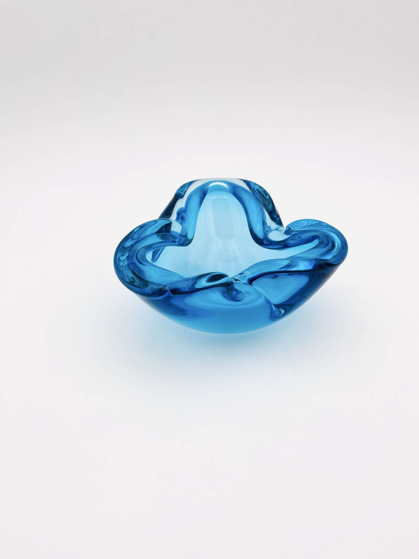Murano Glass Pocket Vase Flavio Poli Sommerso Blue Aquamarine