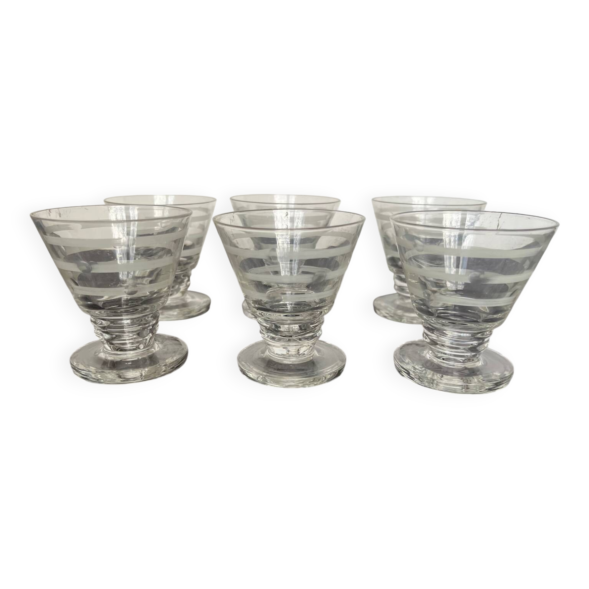 6 Art Deco liqueur or port glasses