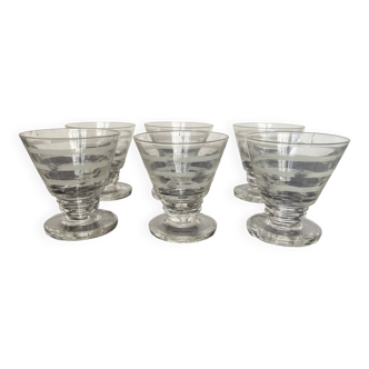 6 Art Deco liqueur or port glasses