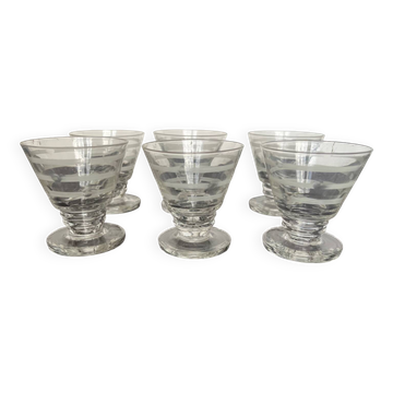 6 Art Deco liqueur or port glasses