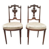 Paire de chaises anciennes noyer sculpté — style Henri II/Renaissance — XIXe