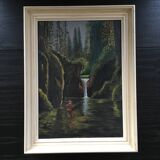 Tableau le pêcheur en rivière