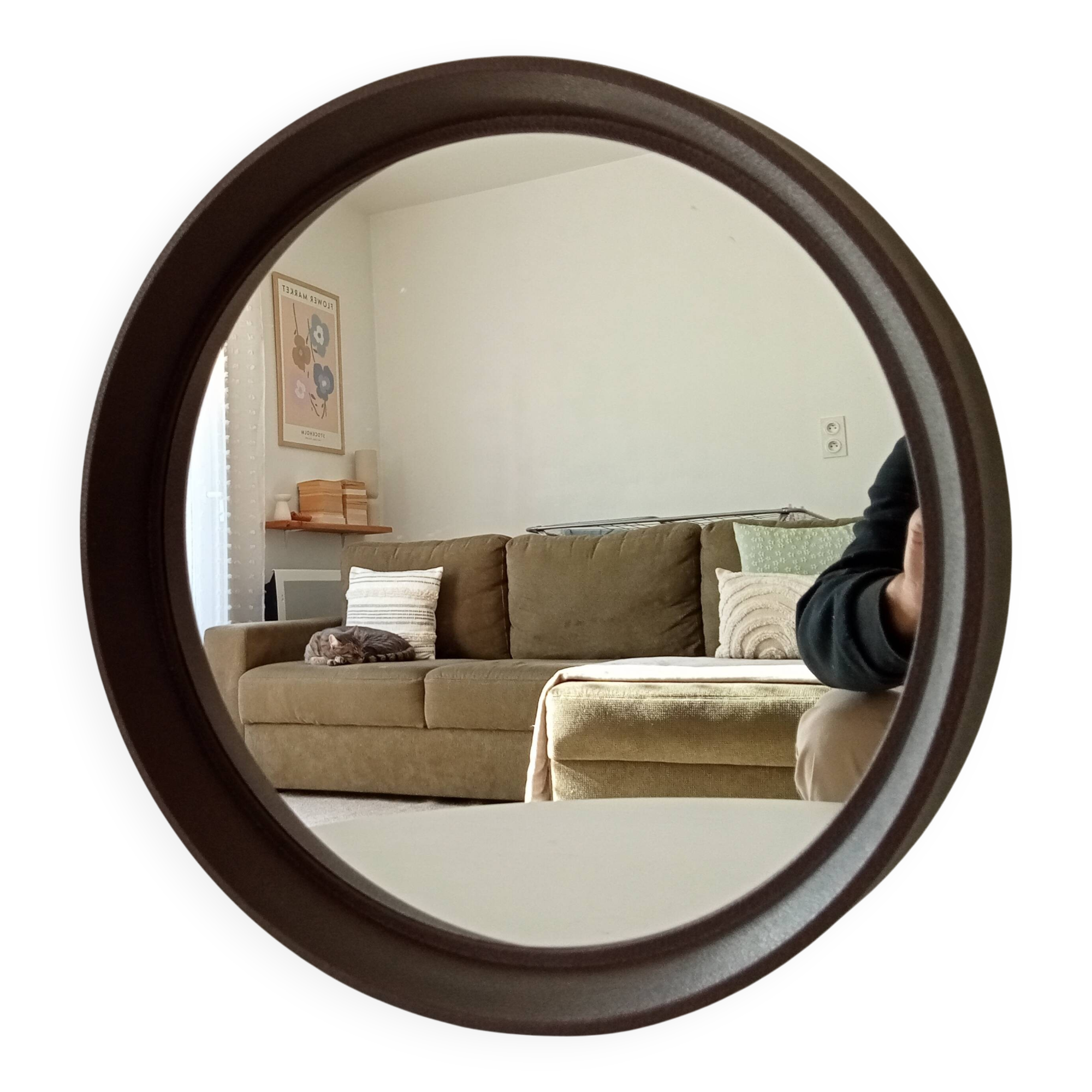 Miroir rond vintage Germany Lange Spiegel années 60/70