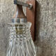 Pair of 60s teak and molded glass sconces