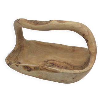 Brutalist olive wood fruit bowl