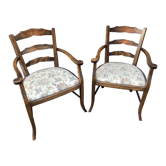 2 fauteuils type Bridge Art déco Néo classique salon style vintage 1950s