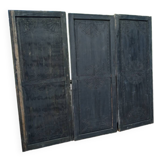 3 large carved wooden panels/doors