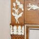 Victorian antique fireplace in tarred pine and sculpted gesso.