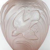 Lampe de table Art déco britannique Jobling des années 1930 en verre rose mat