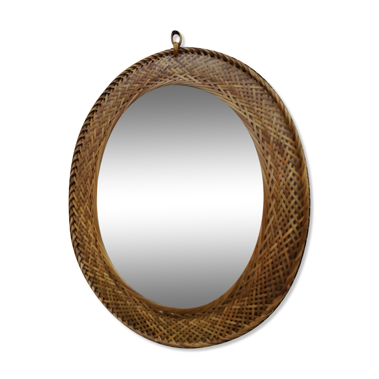 Miroir ovale en osier