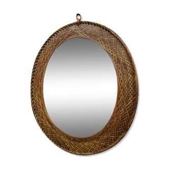 Miroir ovale en osier
