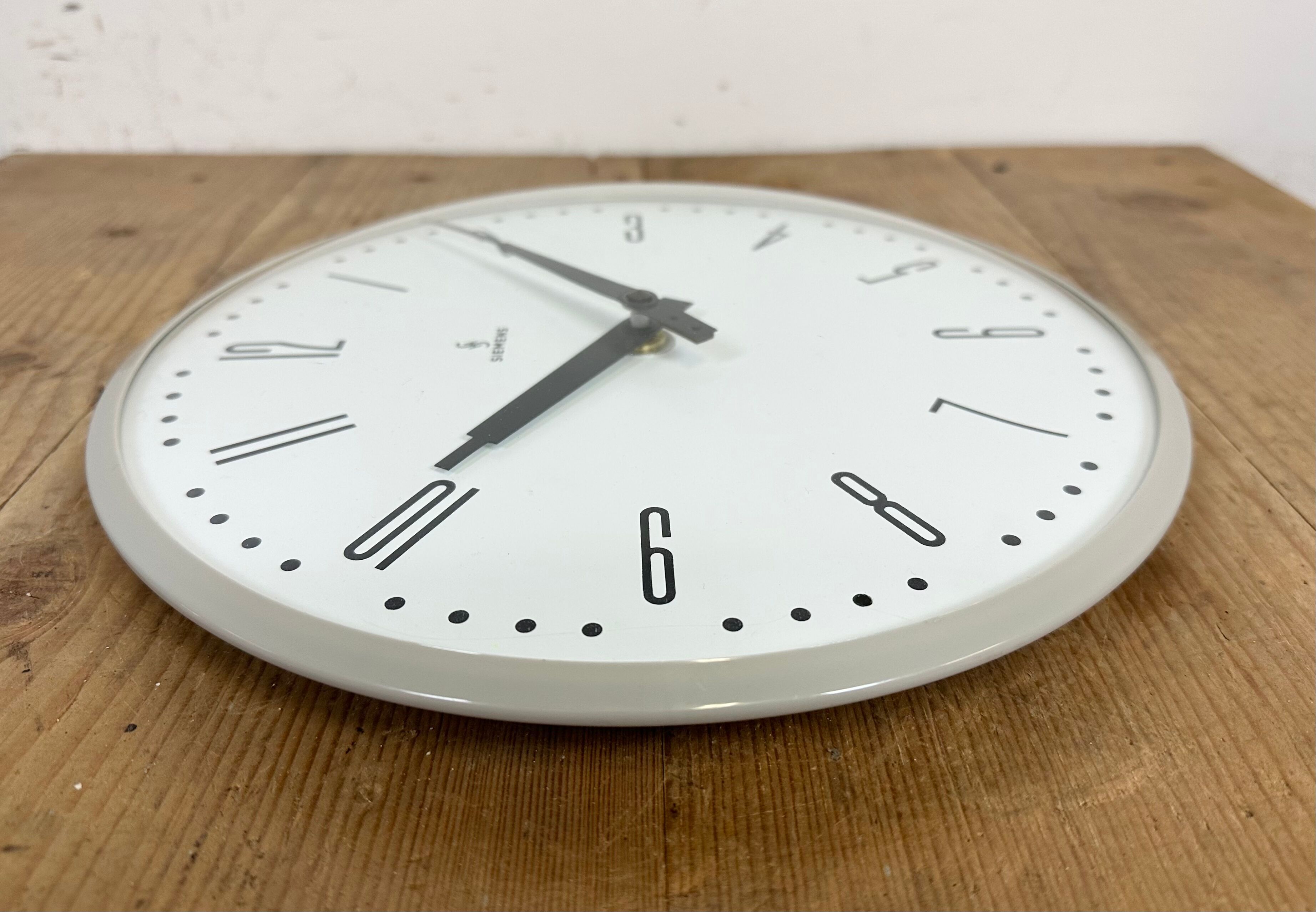 Grey Industrial Factory Wall Clock from Siemens, 1970s