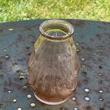 has a hyacinth in pink glass, art deco molded glass