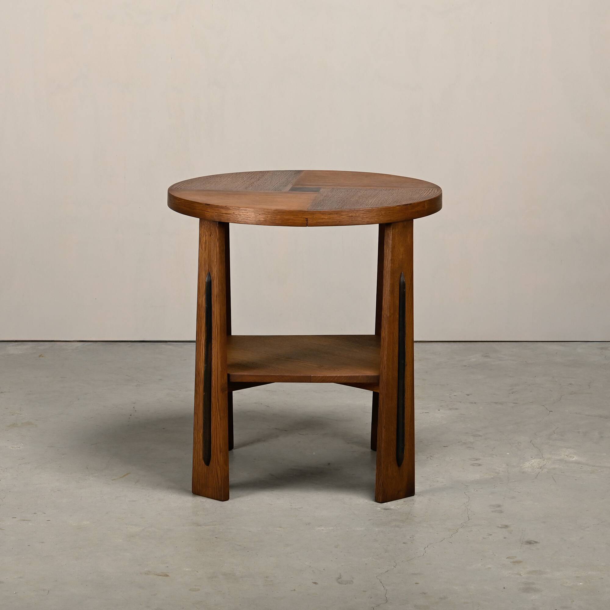 Dutch Art Deco Modernist Amsterdam School side table in Oak square inlay