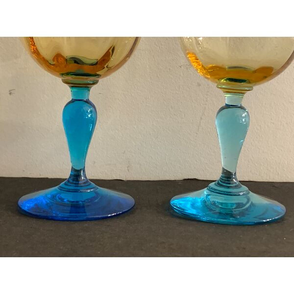 7 verres soufflés Georges Sand, verrerie de Portieux | Selency