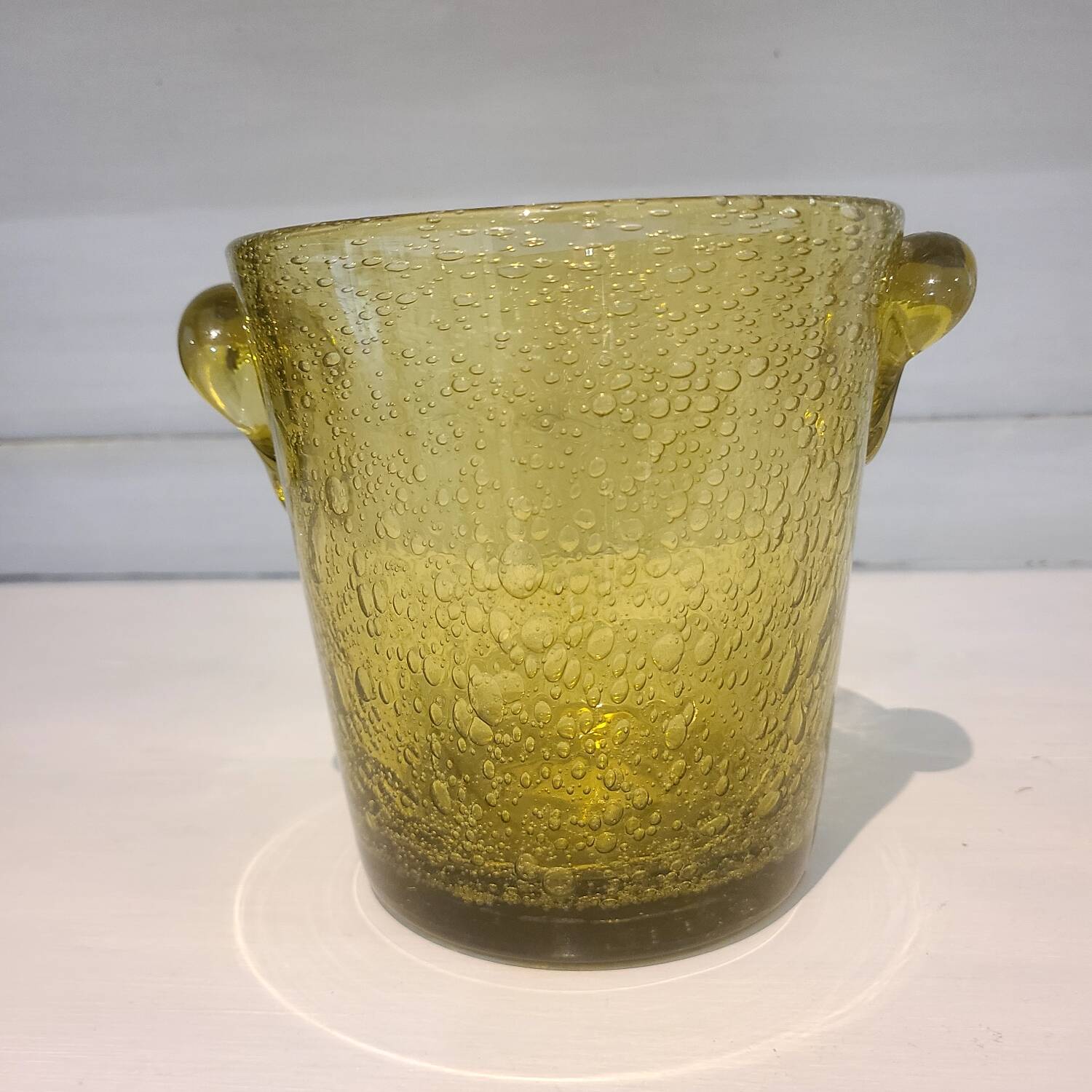 Vintage bubble-blown glass ice bucket by Biot.