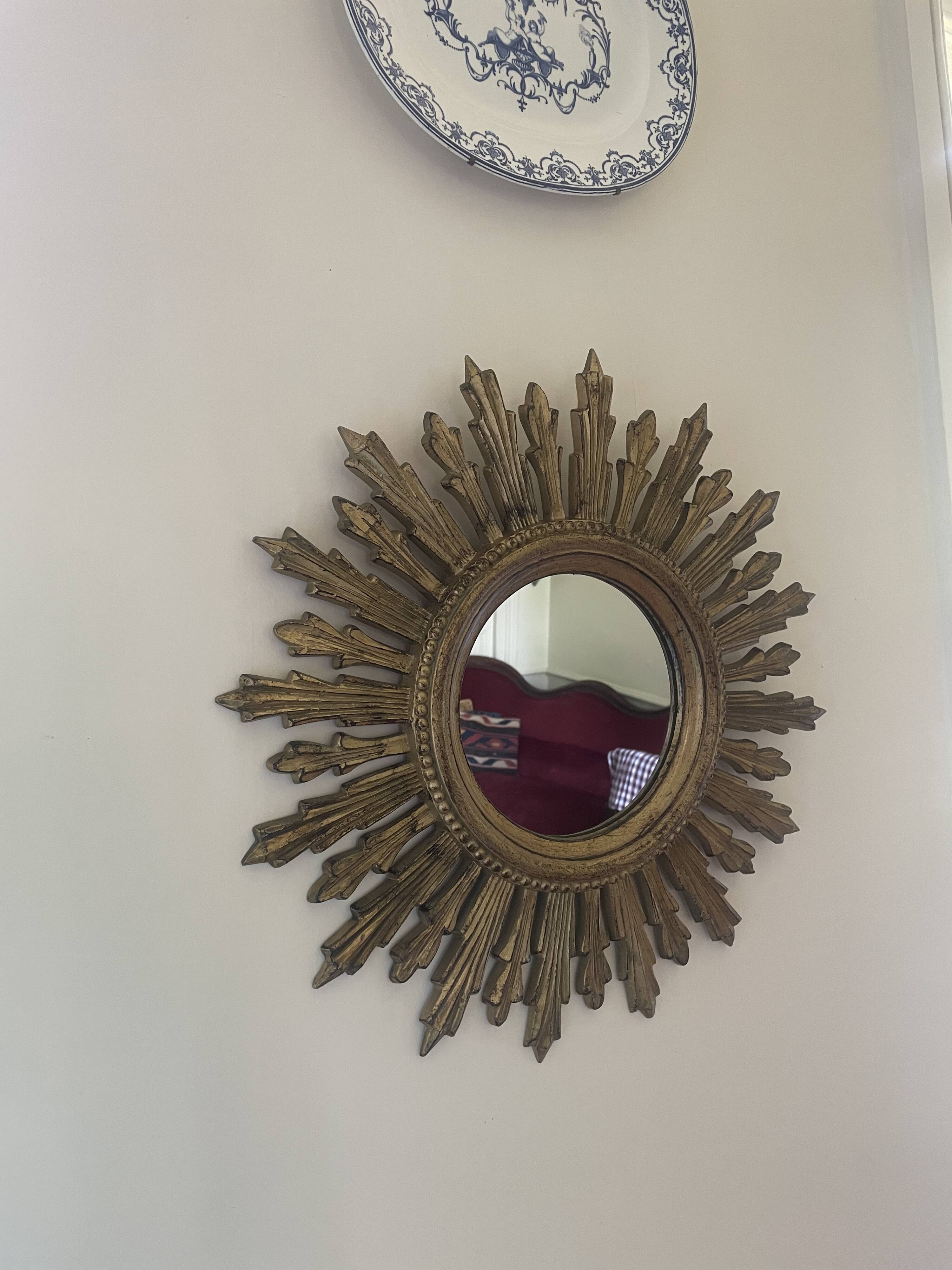 70'S golden resin sun mirror