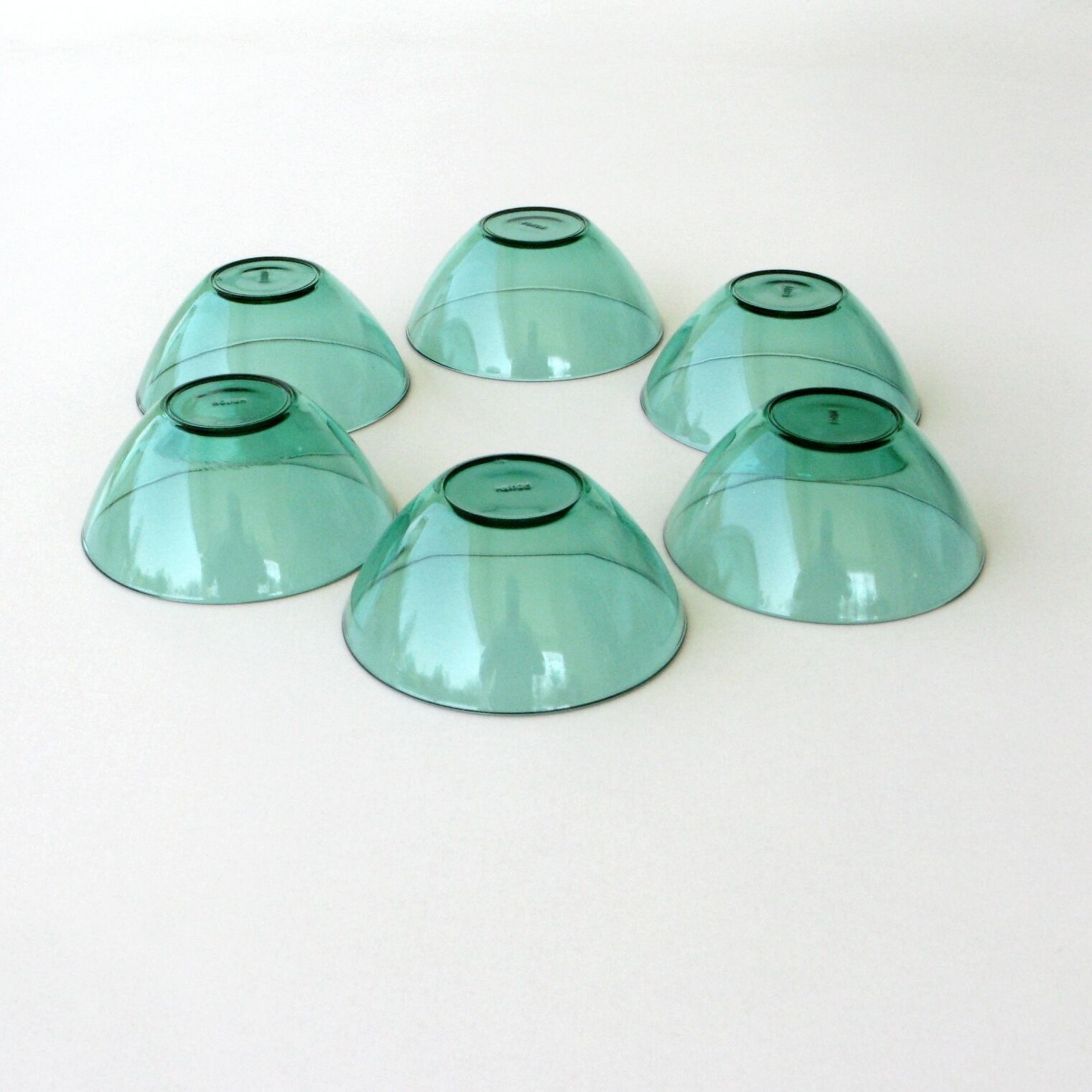 6 bols publicitaire huilor vintage en verre vert