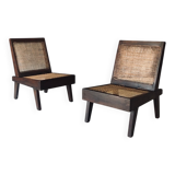 Low Modernist Folding Chairs by Pierre Jeanneret for Chandigarh, India, 1960s, Set of 2